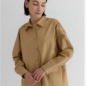 All:row.  The Emma Top. Khaki, long sleeve. Size S. 100% cotton.  EUC.